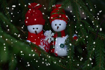 snowman and christmas tree