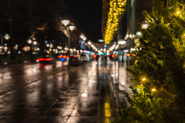 Helsinki, Finland November 30, 2020
Bright lights of the city in the evening before Christmas.