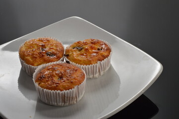delicious pie cupcakes muffin with  raisins topping
