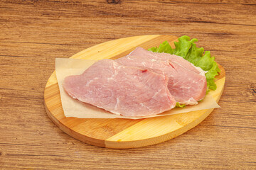 Raw pork steak for cooking