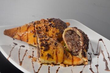 traditional indonesian cake molen empanadas croissant with chicken spicy inside