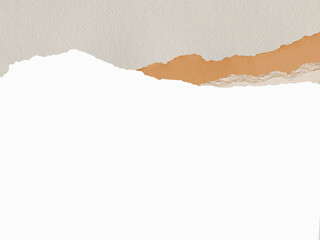 Torn deckled edges vintage paper. Rippled craft paper background.