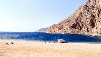 Fototapeta na wymiar Abu galoum beach and sea in dahab city of Egypt