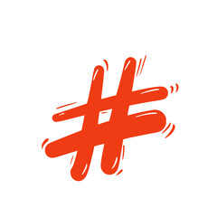 Hashtag vector hand drawn sign. Hash tag symbol.