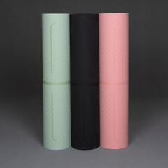 Tpe yoga mat eco black green pink
