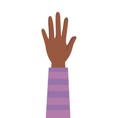 Fototapeta premium afro hand human up protesting with purple sleeve vector illustration design