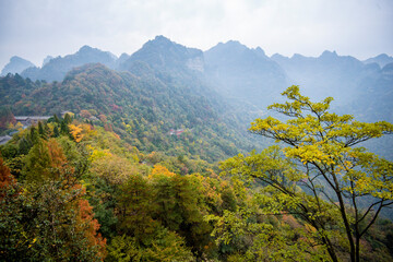 Amazing autumn landscape at Wudang Mountain.