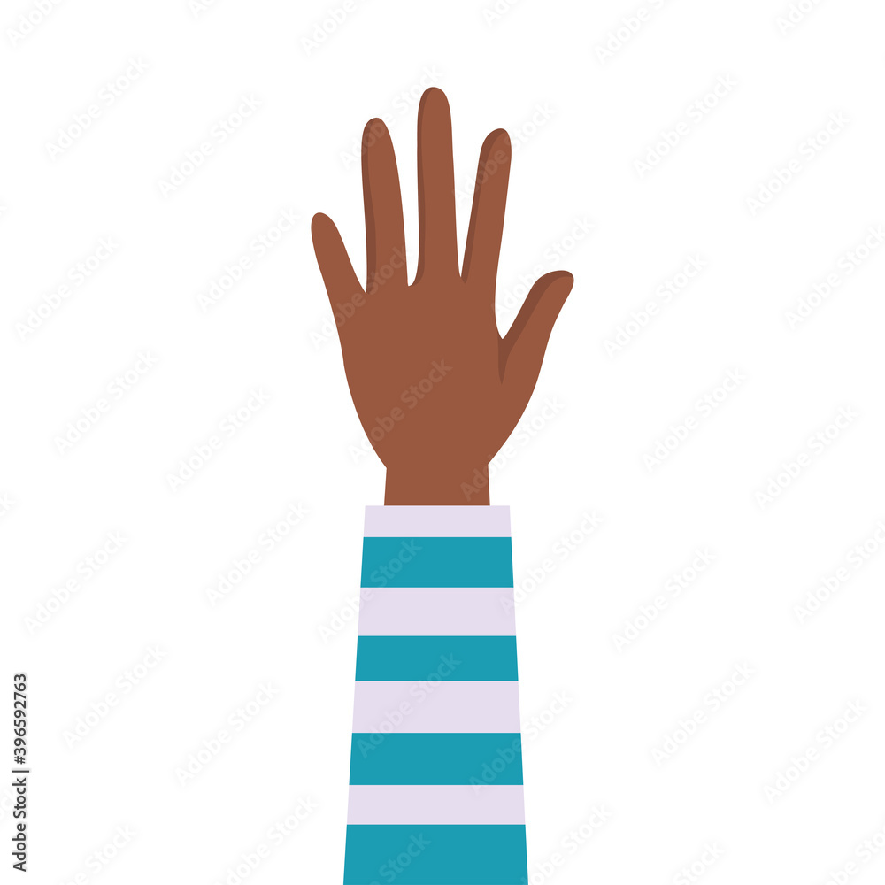 Canvas Prints afro hand human up protesting with striped sleeve vector illustration design