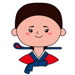 Cute Korean girl. Flat design for poster or t-shirt. Vector illustration