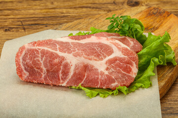 Raw pork meat neck steack