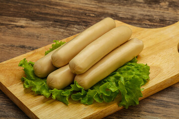 Chicken white sausage with salad