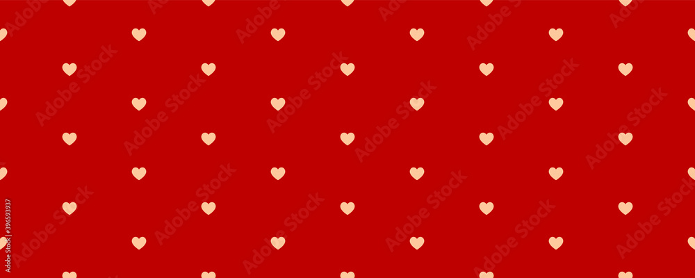 Poster Seamless polka dot red pattern with hearts. Vector