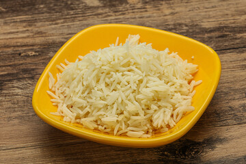 Steamed basmati rice in the bowl