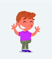  Very pleased cartoon character of little boy on jeans