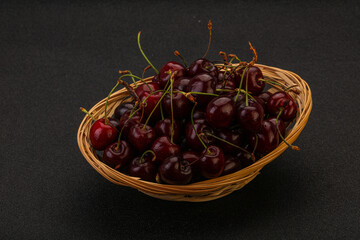 Sweet cherry in the basket