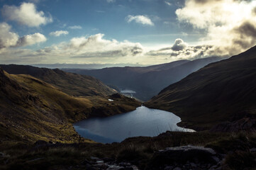 Fototapeta na wymiar Views over the Lake District, on hills between Windermere and Ambleside.
