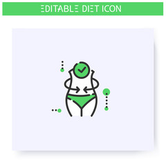 Successful diet line icon. Slim and fit body. Healthy nutrition. Dietary eating. After diet. Weight loss. Slimming concept. Isolated vector illustration. Editable stroke 
