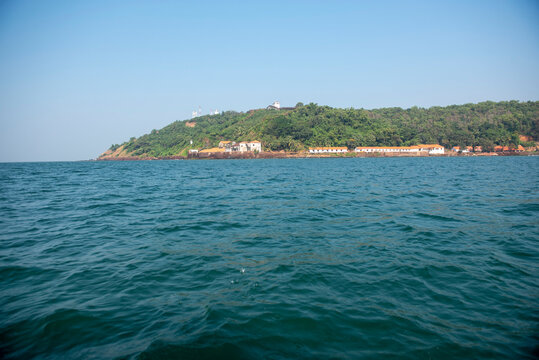 Goa/ India 09 November 2020 The view from a boat of the coco beach in Goa
