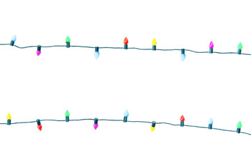 Christmas lights string isolated on white background with clipping path
