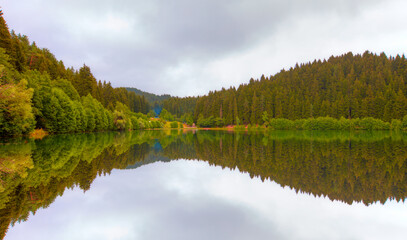 Fototapeta premium Black Lake (karagol) in Sahara National Park, one of the most beautiful lakes of the Black Sea Region - Rize, Turkey