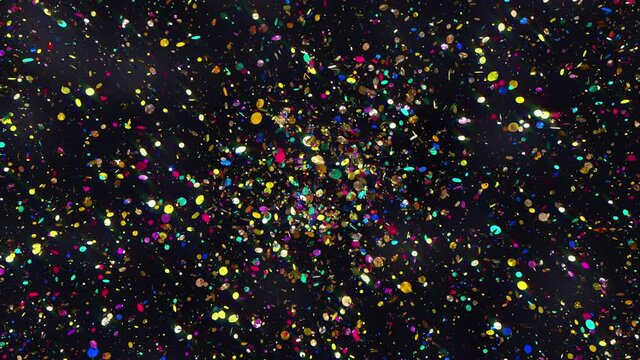 Animation of Colorful confetti exploding in 4K
