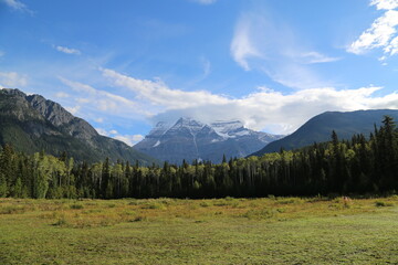 Fototapeta na wymiar Panorama with Mount Robson in the background, Canada