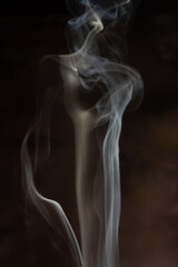 Obraz premium Smoke, beautiful shapes made by smoke from incense on dark background, selective focus.