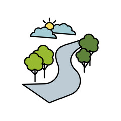 Way tree field landscape line icon. Element of landscapes icon