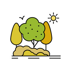 Tree sun summer landscape line icon. Element of landscapes icon