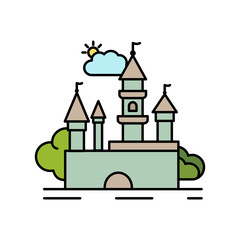 Castle fortress medieval line icon. Element of landscapes icon