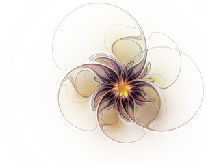 Abstract purple fractal flower on white background