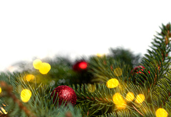 Fototapeta na wymiar Decorated Christmas tree on a white background. High quality photo