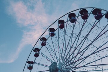 Giant wheel at twilight sky.