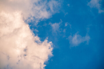 selective focus of soft white clouds against blue sky background.