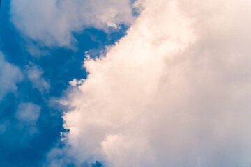Fototapeta na wymiar selective focus of soft white clouds against blue sky background.