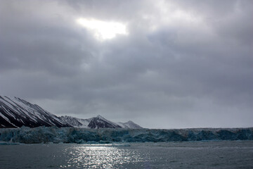 Monacobreen glacier on the island of Spitsbergen, Svalbard   