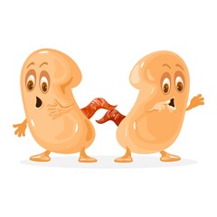 Cute character with face emotion, legs and hands. Vector anatomy of human body and health functioning of organism. Medicine and healthcare idea isolated on white background