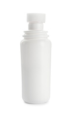 Fototapeta na wymiar Blank bottle of shoe care product isolated on white