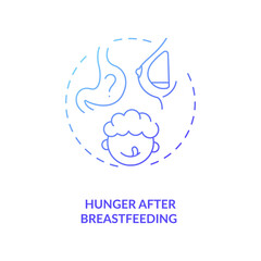 Hunger after breastfeeding concept icon. Introducing baby food requirements. Giving more healthy meals. Organic nutriton idea thin line illustration. Vector isolated outline RGB color drawing
