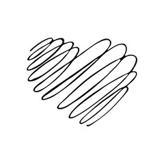 Fototapeta na wymiar Doodle image. Drawn abstract hearts. Vector for web, print, invitation design.