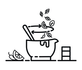 Salad in bowl thin line icon. Healthy foods. Modern vector illustration for salad bar.

