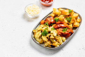 Various vegetables, zucchini, tomatoes, pepper.Space for text.