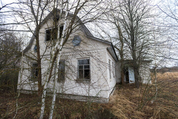 House in abandoned village of Chernobyl zone