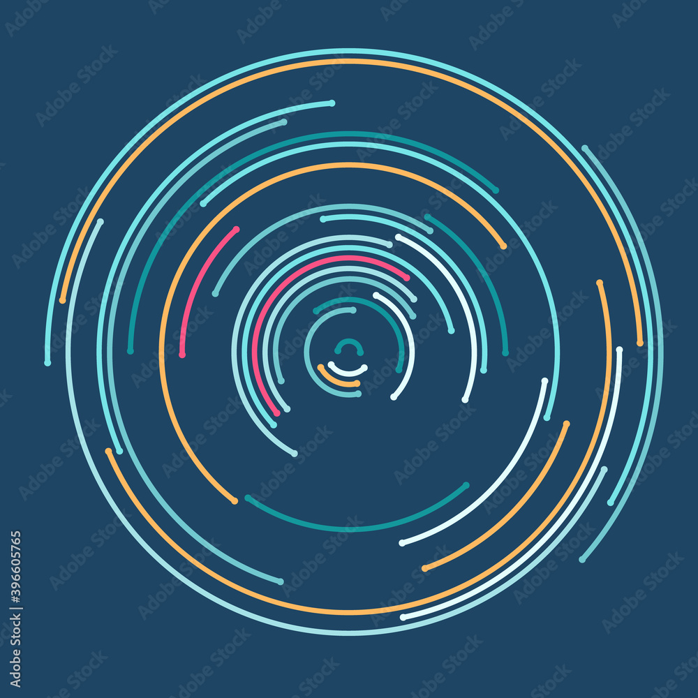 Poster Abstract color rotating lines as icon or logo.