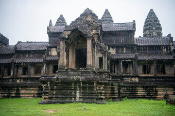 Angkor Wat is the largest temple in the world, it rains in the rainy season (Cambodia, 2019)