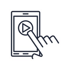 Mobile phone video player icon. Vector illustration.