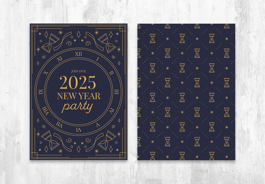 Ornate Nye Flyer Postcard Layout With Decorative Elements