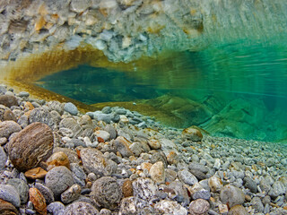 The running water from below (Verzasca, Switzerland)