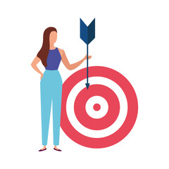 elegant business woman with arrow and target vector illustration design
