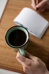 notebook and pen on the table